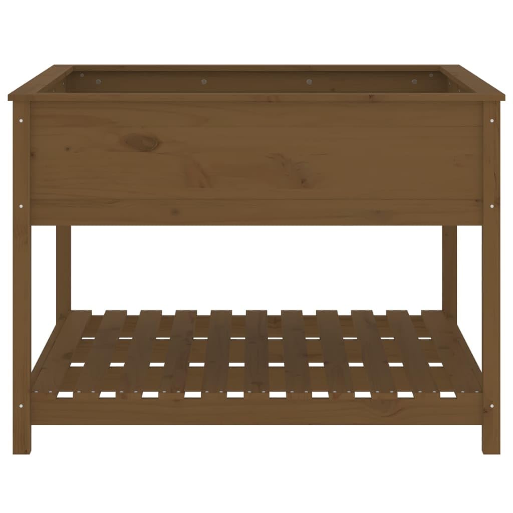 Jardinera para balcón con estante, color marrón miel, 111,5 x 111,5 x 81 cm, solución ideal para jardinería que ahorra espacio y plantas sanas