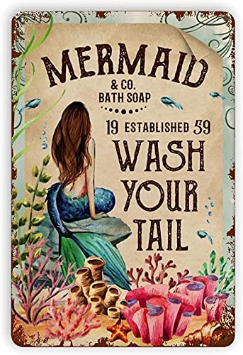 Vintage Art Metal Vintage Retro Metal Tin Signs Mermaid and Co Bath Soap Decor Suitable for Bars Cafes Home Walls Decorative Art Appreciation Vintage Home Decor 8 X 12 inch 8Ã—12 inch