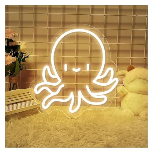 Néon pieuvre orange avec variateur pour décoration murale
