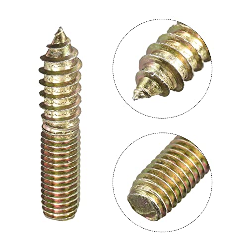 Image of uxcell M10x50mm Hanger Bolts, 30pcs Double Ended Thread Dowel Screws for Wood Furniture Connecting