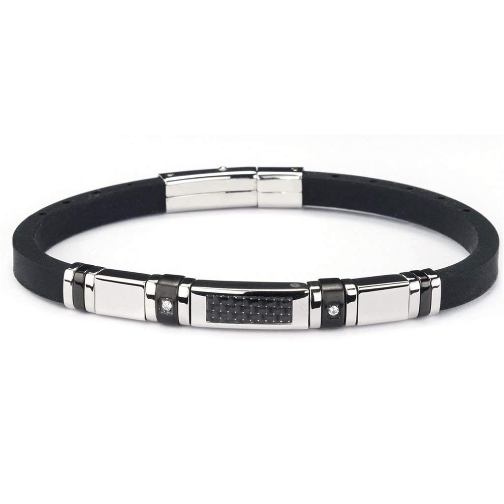 Sovrani bracciale uomo Infinity acciaio e silicone J5406