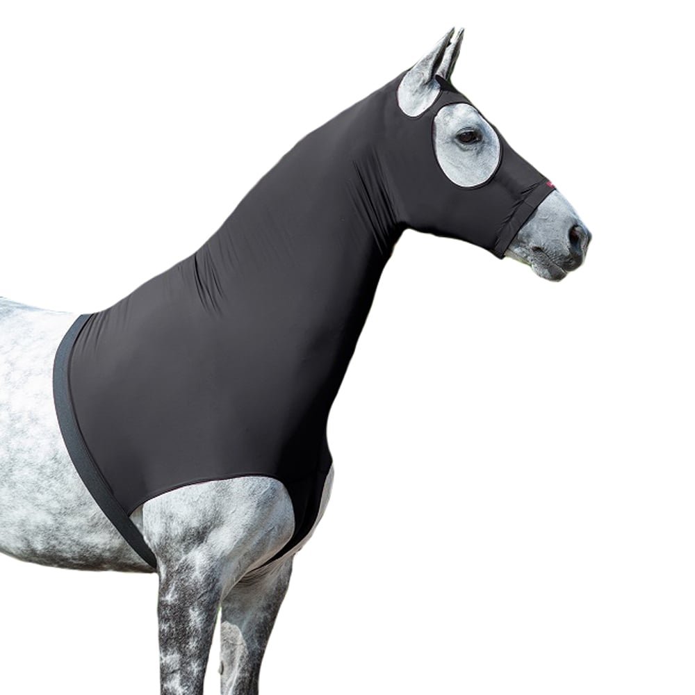 LeMieux Stretch Hood - Protects the Head & Shoulders While Allowing Free Movement - Adjustable Belly Strap - Covered YKK Zip - Black - Medium