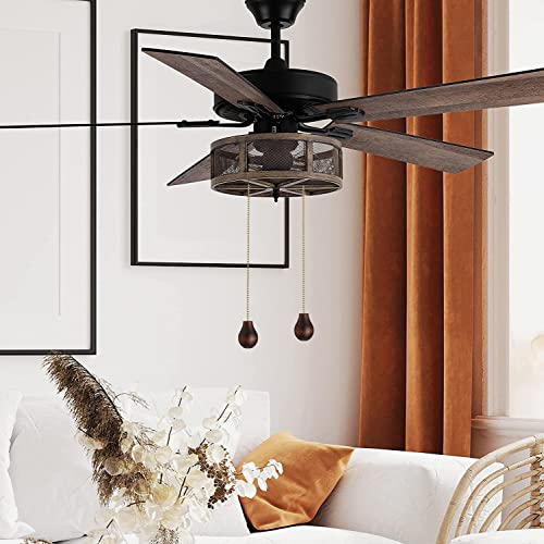 Image of Ceiling Fan Chain Pulls Extenders Decorative Ornaments 12 Inches Walnut Color Wooden Pendant Pull Chain Extension for Ceiling Light Lamp Fan Chain 2 Pcs (Brass Pull Chain)