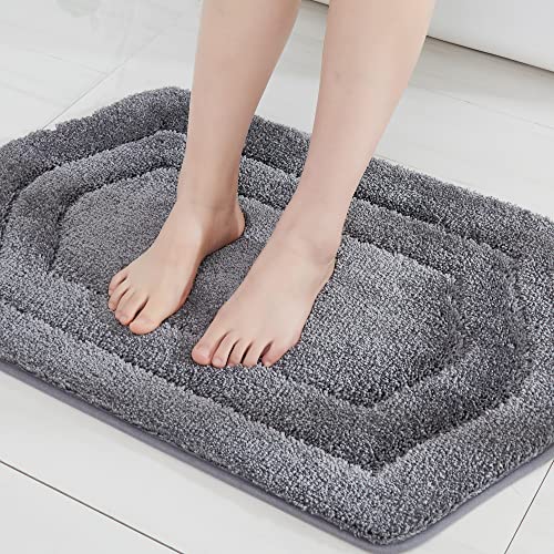 COSY HOMEER Extra Thick Bath Rug 17x27 Anti-Slip Grey