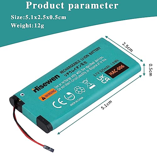 image for Hisewen JoyCon Battery Replacement, 4 Pack HAC-006 Battery for Nintend
