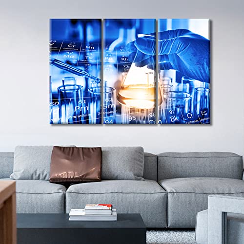 Image of TUMOVO 3 Pieces Medical Pictures Home Decor Home Decor Young Scientist Canvas Paintings Clinical Laboratory Wall Art for Living Room Print on Canvas Framed Ready to Hang (42 inch Wx28 H)