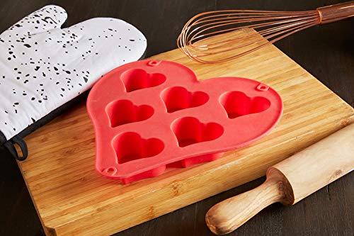 Heart Shape Baking Mould, Silicone Cake Mould, Red, 6 Piece - Image 4