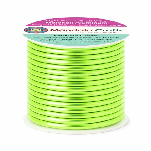 Image of Mandala Crafts 13 Gauge Light Green Anodized Aluminum Craft Wire, 60 FT | Colored, Flexible, Bendable, for Bonsai, Armature, Sculpting, Wire Wrapping, Jewelry Making, Weather & Tarnish Resistant
