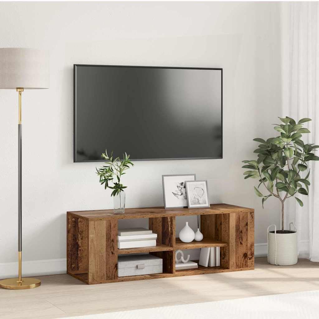 Mobile TV Sospeso 102x35x35 cm, Armadio a Parete Legno Vecchio | Mobiletto sospeso salvaspazio per soggiorno, ideale per organizzare decoder e console da gioco con stile moderno.