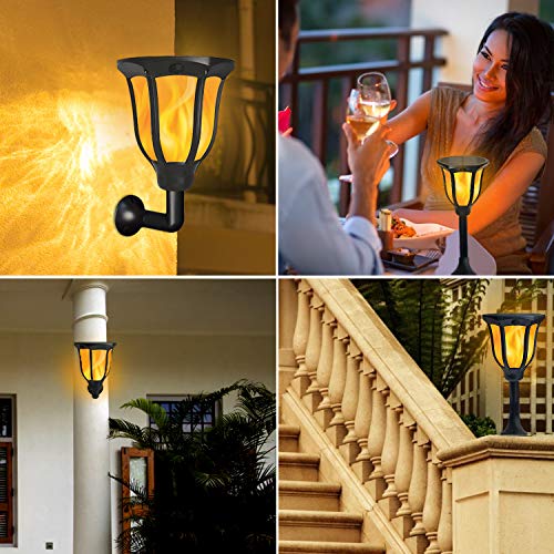 Solar Lights Solar Torches Lights Waterproof Flickering Flame Outdoor Lighting Landscape Decoration Lighting 96 LED Solar Powered Path Lights Dusk to Dawn Auto On/Off for Garden Patio Yard 2 Packs