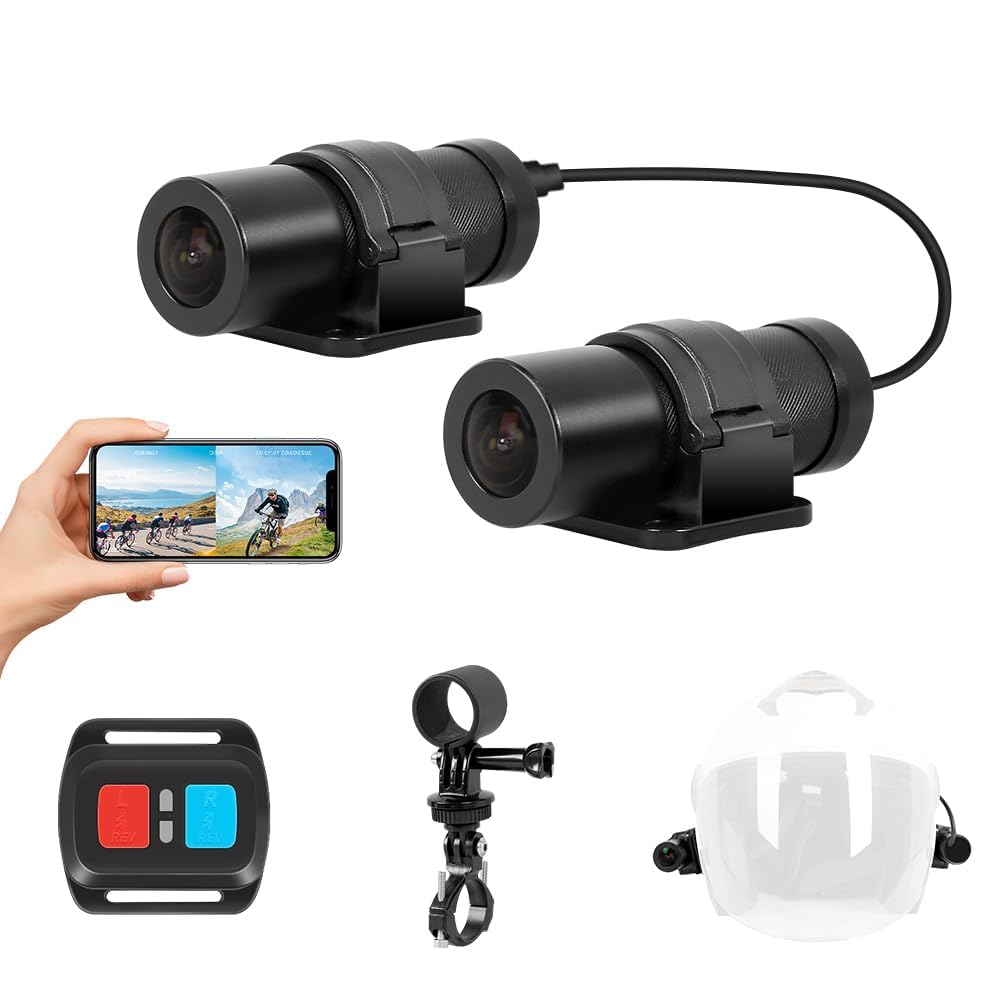 Caméras de Casque WiFi VSYSTO pour vélo et Moto avec télécommande, caméras HD 1080P 150°, caméra d'action étanche, caméra embarquée pour vélo, Enregistrement en Boucle, capteur G