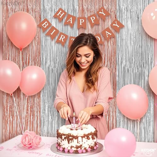 Image of KatchOn, Silver and Rose Gold Fringe Backdrop, Pack of 2 | Silver & Rose Gold Streamers for 16th Birthday, Baby Shower | Bachelorette Party, Bridal Shower Decorations | Graduation Decorations 2026