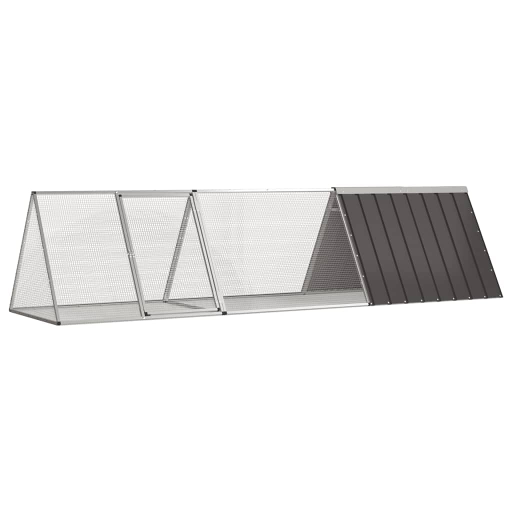 Kaninchenkäfig Anthrazit 302,5x80,5x71 cm Hasenstall aus verzinktem Stahl Modularer Meerschweinchenkäfig Outdoor Kleintierstall Wetterfest Hasenauslauf für Garten