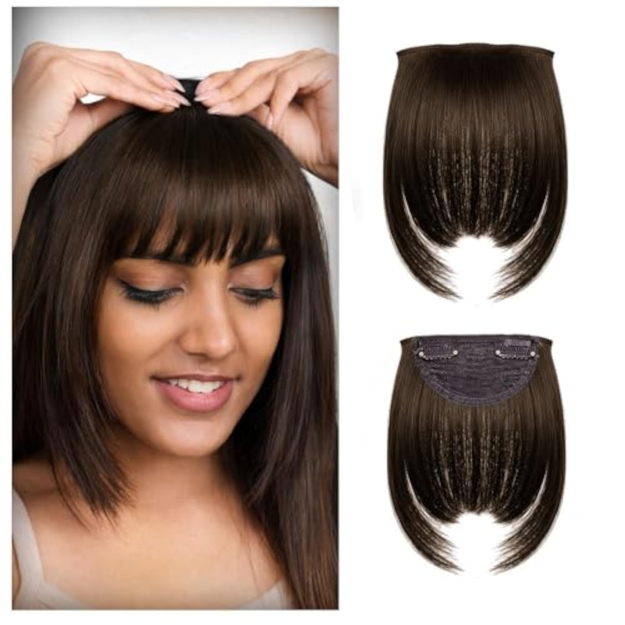 Clip Bangs, 100% Human Hair for Women