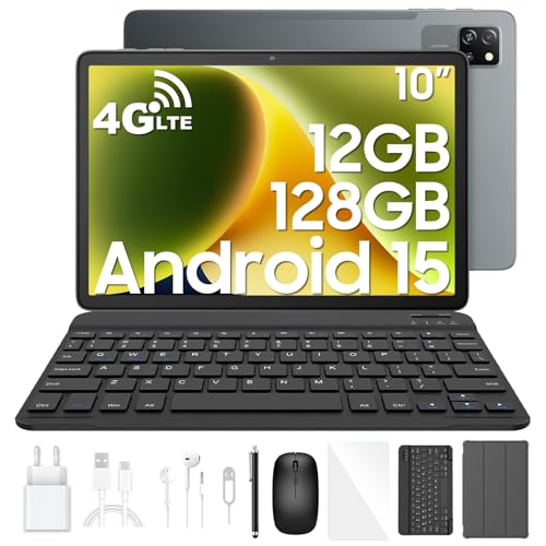 Blackview Tab 60 Pro Tablet Android 15 mit Tastatur, Tablet 10 Zoll mit Widevine L1, 12GB RAM+128GB ROM/2TB TF