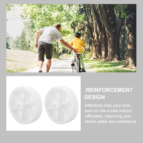 VALICLUD 2 piezas ruedas de entrenamiento para bicicleta blancas de plástico reemplazo accesorios auxiliares para estabilidad y balance miniatura 6