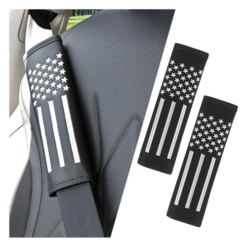 VKQTS 2PCS Car Seat Belt Cover Pad,American Flag Seatbelt Covers,Leather & Comfortable 250 Anniversary USA Flag Seatbelt Cushion Car Decorations for Most Cars Trucks SUVs
