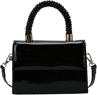Glossy Tote Hobo Bag Womens Retro Patent Leather Crossbody Shoulder Bag Designer Beads Purses Handbags Chic Party Evening Bag