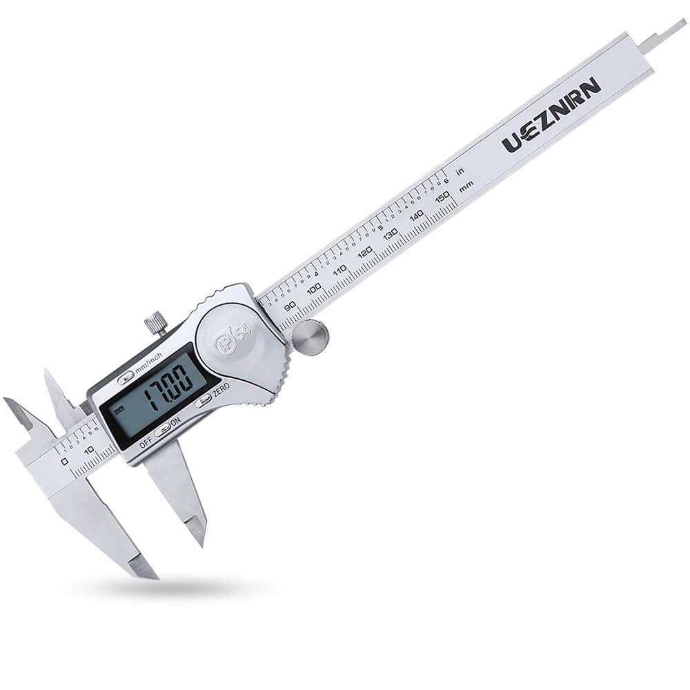 Ueznirn Digital Caliper, IP54 Waterproof Stainless Steel Calipers Measuring Tool, 150mm 0-6" High-Precision Digital Vernier Caliper with Large LCD Screen Digital Calipers for Industrial/Household/DIY