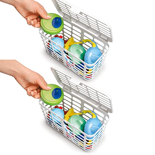 Image of Prince Lionheart Made in USA High Capacity Dishwasher Basket for Toddler Items - Storage Basket For Toddler Bottle Parts and Accessories, 100% Recycled BPA Free Plastic Dishwasher Basket (2pcs）