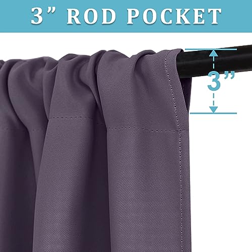 RYB HOME Kitchen Curtains Blackout - Small Window Curtains Thermal Insulated Blackout Privacy Drapes for Kids Nursery Bedroom Basement Cafe Tier, W 52 x L 36, Greyish Purple, 2 Panels