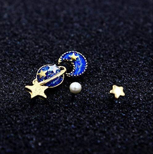 5 Pcs Stud Set Amazing Planet, Star&Moon Stud Earrings for Girls2
