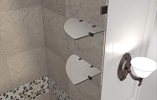 Aston Nautis Gs 40" X 72" Completely Frameless Hinged Shower Door With Glass Shelves, Brushed Stainless Steel #TOP7