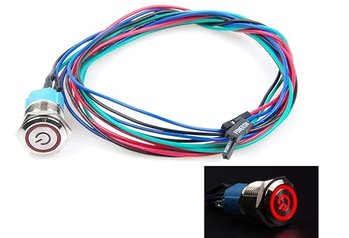 Miniatura 10 de LIVISN Interruptor de chasis de 0.472 in y 0.630 in, interruptor de botón de metal con cable de extensión de 3.3 pies, anillo de símbolo de