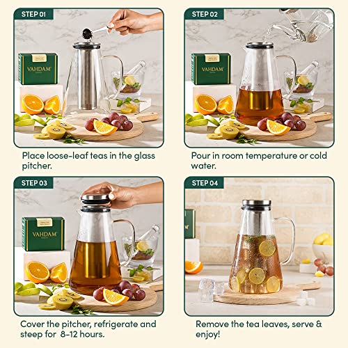 Image of VAHDAM, European Design Tea Kettle (1.5 Litre) | Glass Tea Pot with Infuser | Scratch Resistant, Stovetop, Microwave Safe, Heat-Resistant Borosilicate Glass Tea Kettle for Hot Tea or Iced Tea