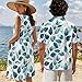Boatee His and Hers Summer Outfits Couple Matching Outfits Watercolor Leaf Beach Vacation Clothes for Women with Pockets 4-Way Stretch Quick-Dry for Romantic Date