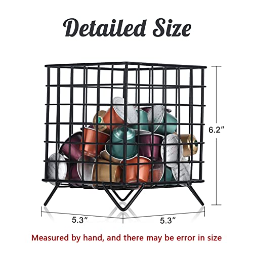 Black Wire Coffee Pod Holder Basket,Large Capacity Metal K Cup Holder Organizer,Storage Basket for Kitchen Countertop Office Coffee Bar Accessories,Creamer and Syrup Organizer by XMGZQ - Used condition - Image 2