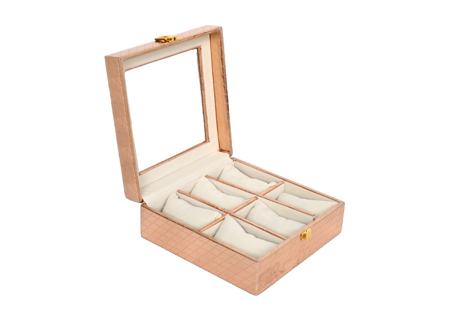 PU Leather Watch Box Holder with Transparent Glass Display /6 Slot Watch Storage Case Watch Organizer for Men and Women (Color-Rose Gold) (B0C2KTT261) Amazon Price History, Amazon Price Tracker