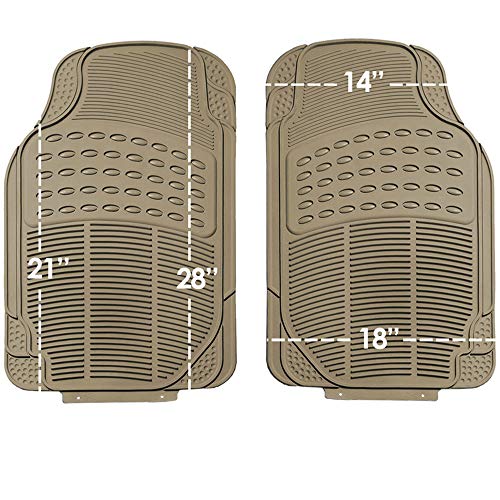 Image of FH Group Automotive Floor Mats Climaproof for All Weather Protection Universal Fit Trimmable Heavy Duty fits Most Cars, SUVs, and Trucks, 2pc Front Set Solid Beige