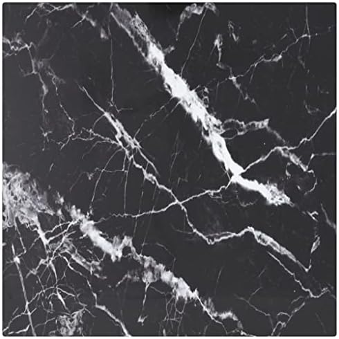 FAMIROSA Table Top Black 30x30 cm 6 mm Tempered Glass with Marble Design