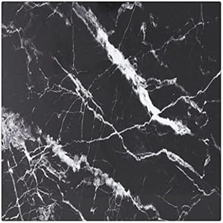 FAMIROSA Table Top Black 30x30 cm 6 mm Tempered Glass with Marble Design
