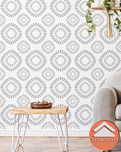 Stencilogy® / Asi - 24" X 38" Xl Wall Stencil, Large Floral Wall Stencil Pattern, Large Allover Wall Stencils For Painting, Stencils For Walls, Flower Leaf Stencils #TOP5