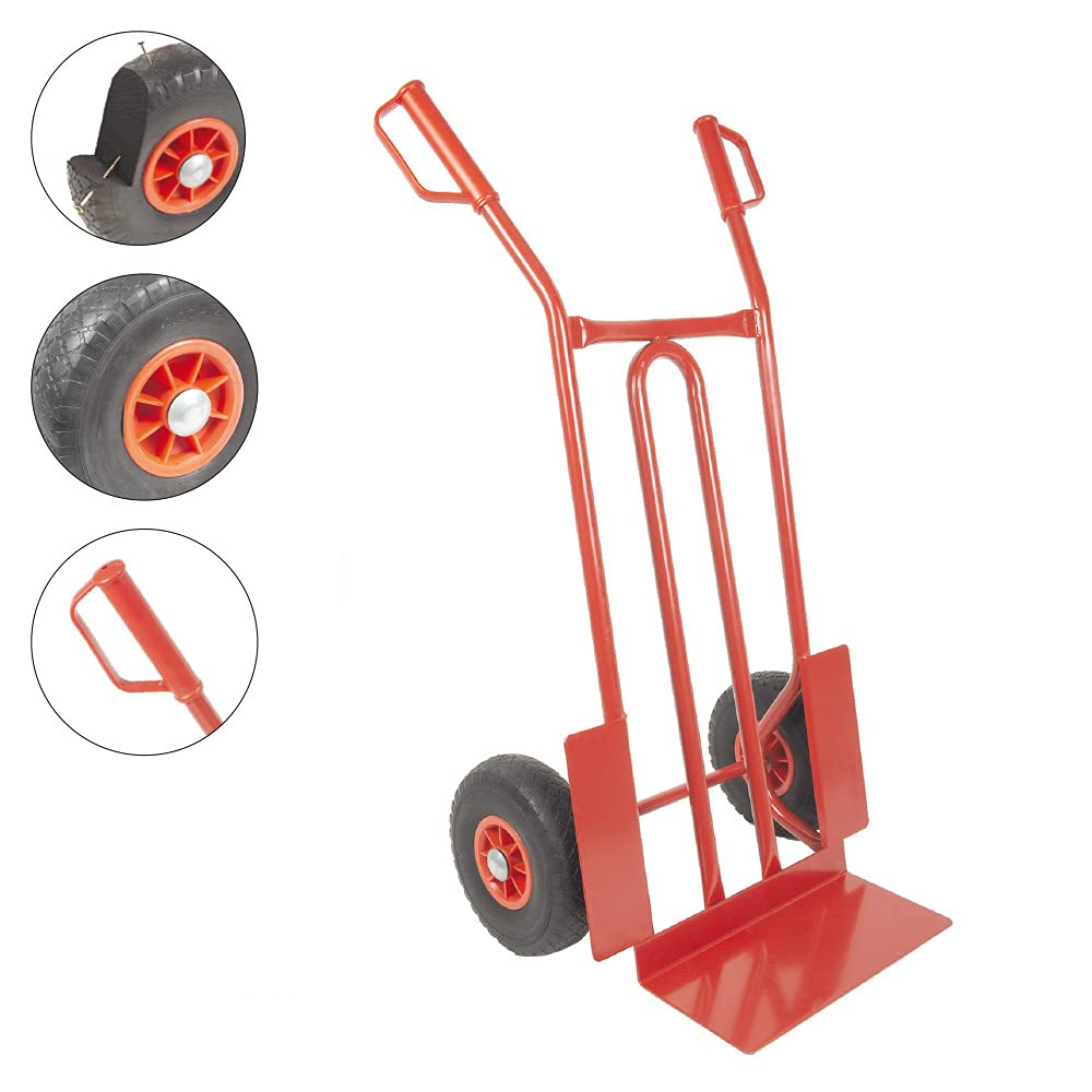TRESTLES S01 Rot Sackkarre | Stahlgestänge | pannensicheres PU Rad | 250 kg Tragkraft | Made in EU