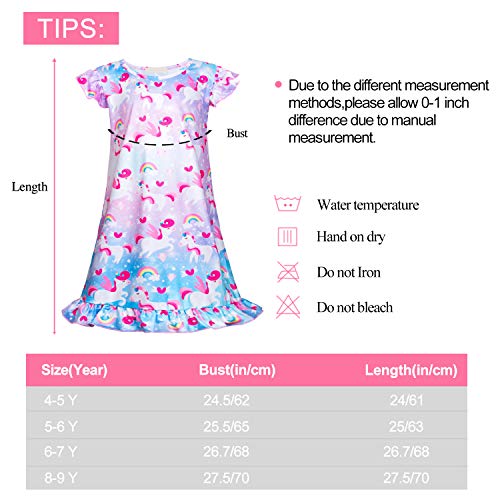 Image of Girls Nightgowns Unicorn Sleepwear Night Sleep Dress Pajamas Little Kids Toddler Soft Nightgown