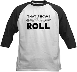 CafePress Monopoly Thats How I Roll Kids Baseball Tee Kids Cotton Baseball Jersey, 3/4 Raglan Sleeve Shirt Black/White