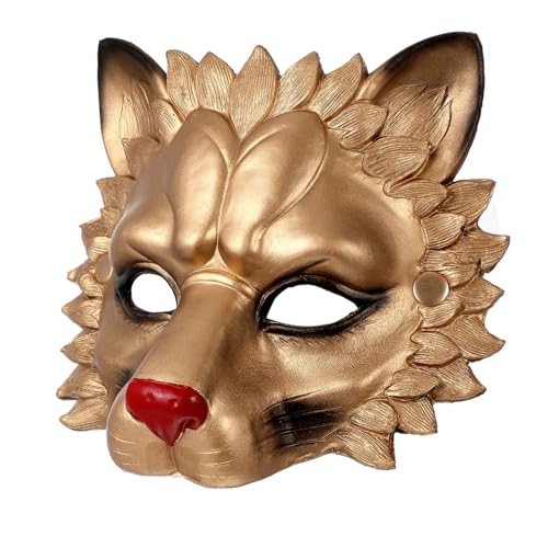 ERINGOGO Masque de lion en polyuréthane pour Halloween, cosplay, fête dorée, bal masqué, accessoire de danse, matériau respirant, design réaliste pour...