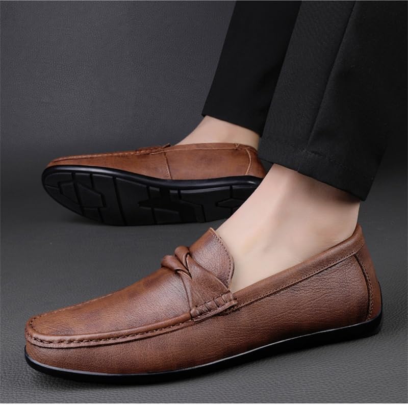Men's Slip-on Oxford Shoes Casual British-Style Work Shoes Flat-Heeled wear-Resistant Soft-Soled Shoes for Men