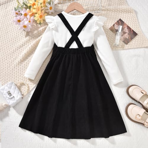 Image of HIHA Little Girls Adjustable Corduroy Pinafore Overall Dress Set Size 6-12