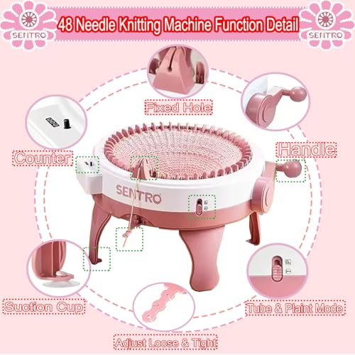 Image of Sentro Knitting Machine,Sentro 48 Needles Knitting Machine with Row Counter Automatic Circular Weaving Spinning Knitting Loom Machine Kit for Adults and Beginners for Hats /Scarf /Sweater /Kintting Toys