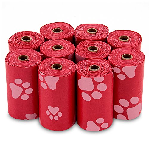 Image of Best Pet Supplies Dog Poop Bags, Rip-Resistant and Doggie Waste Bag Refills with d2w Controlled-Life Plastic Technology - Pack of 150, Red (Scented)