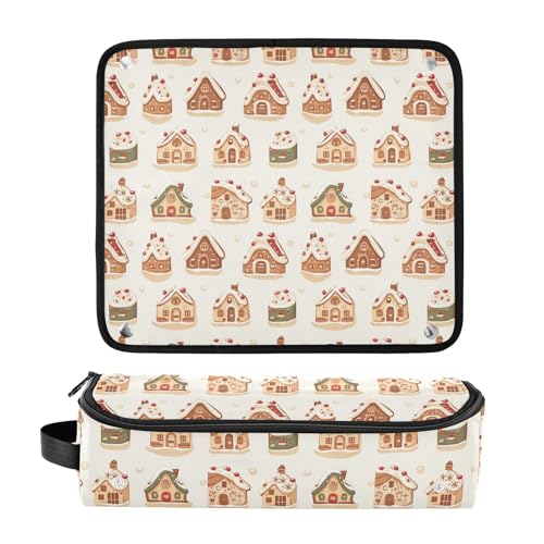 Bolsa de viaje para herramientas de cabello con diseño de casas de pan de jengibre, resistente al calor, para planchas, rizadores y accesorios de cuidado capilar miniatura 3