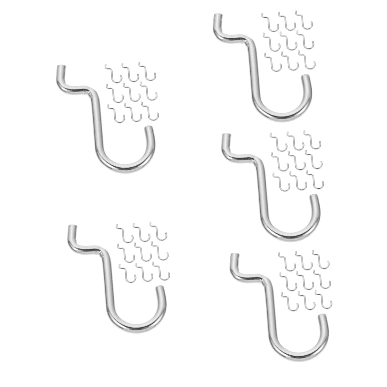 VILLFUL 5sets Metal Pegboard Hooks Wall Organizer Utility Hooks Iron Hangers Tool Storage 10pcs*5