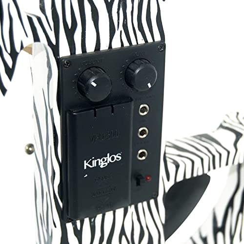 Image of Kinglos. Visual-Art Advanced Electric Violin 4 /4 Full Size Ebony Fittings | Kit Incl. Case Bow Shoulder Rest Aux Cable Spare Bridge Strings - Solid Wood White Zebra Silent Violin Set for Adult Beginner