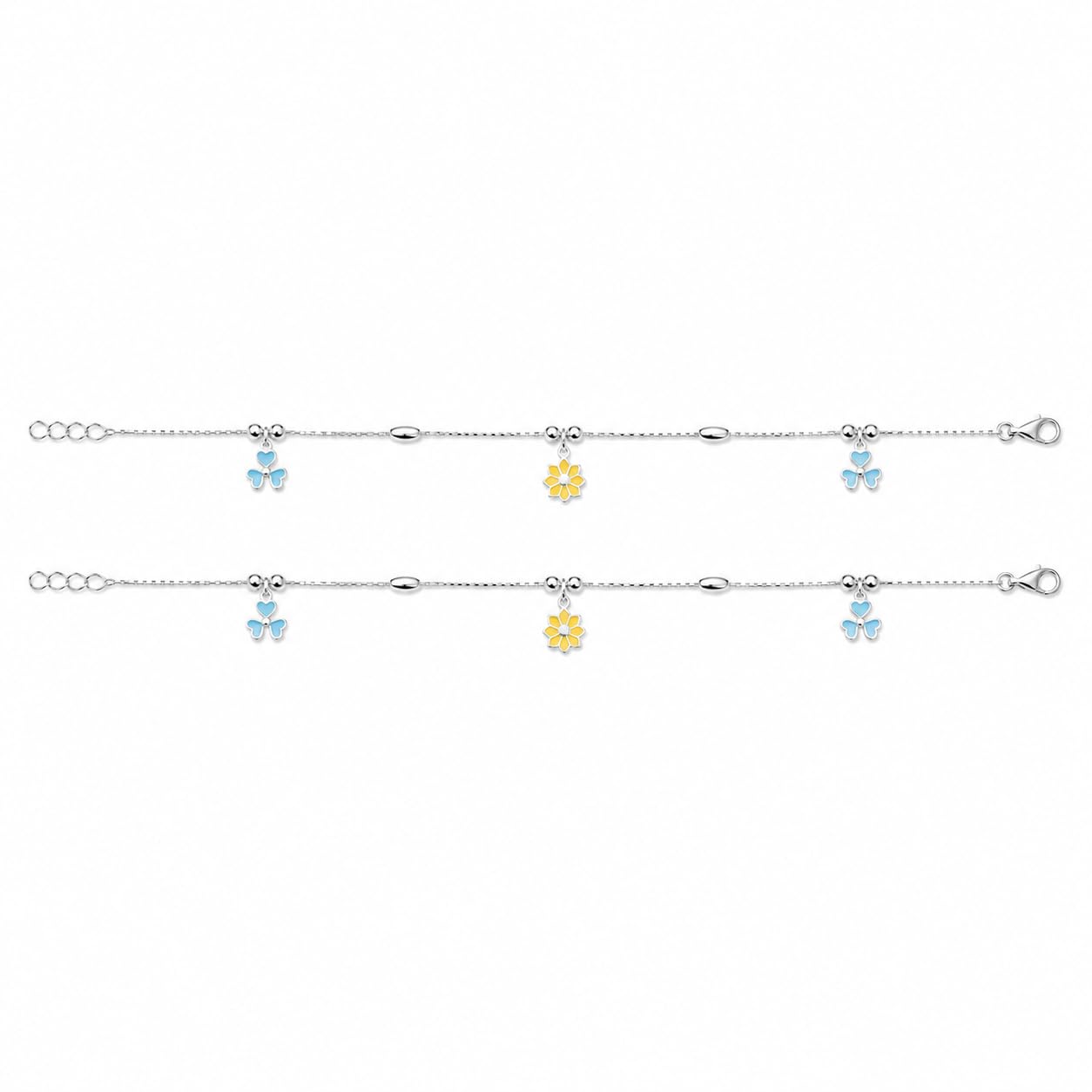 925 Anklet for Women | Adya Aqua Yellow Bloom Anklet | 925 Stamp Jewellery-image-22