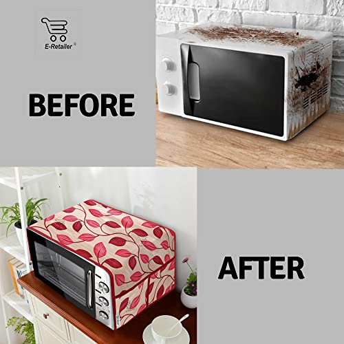 Image of Polyester 3-Layered Microwave Oven Top Cover With 4 Utility Pockets Suitable for Upto 30 Liter (Color- Red, Size-36x14 Inches)