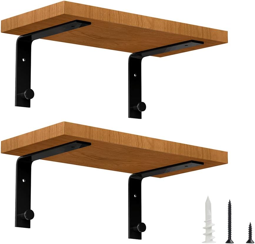 LuckIn Wall Shelf Brackets 8 x 6 Inch, Heavy Duty Metal Steel Decorative Bracket